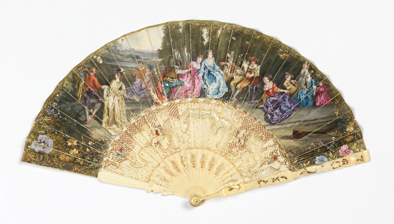 Plisowany wentylator autorstwa after Antoine Watteau