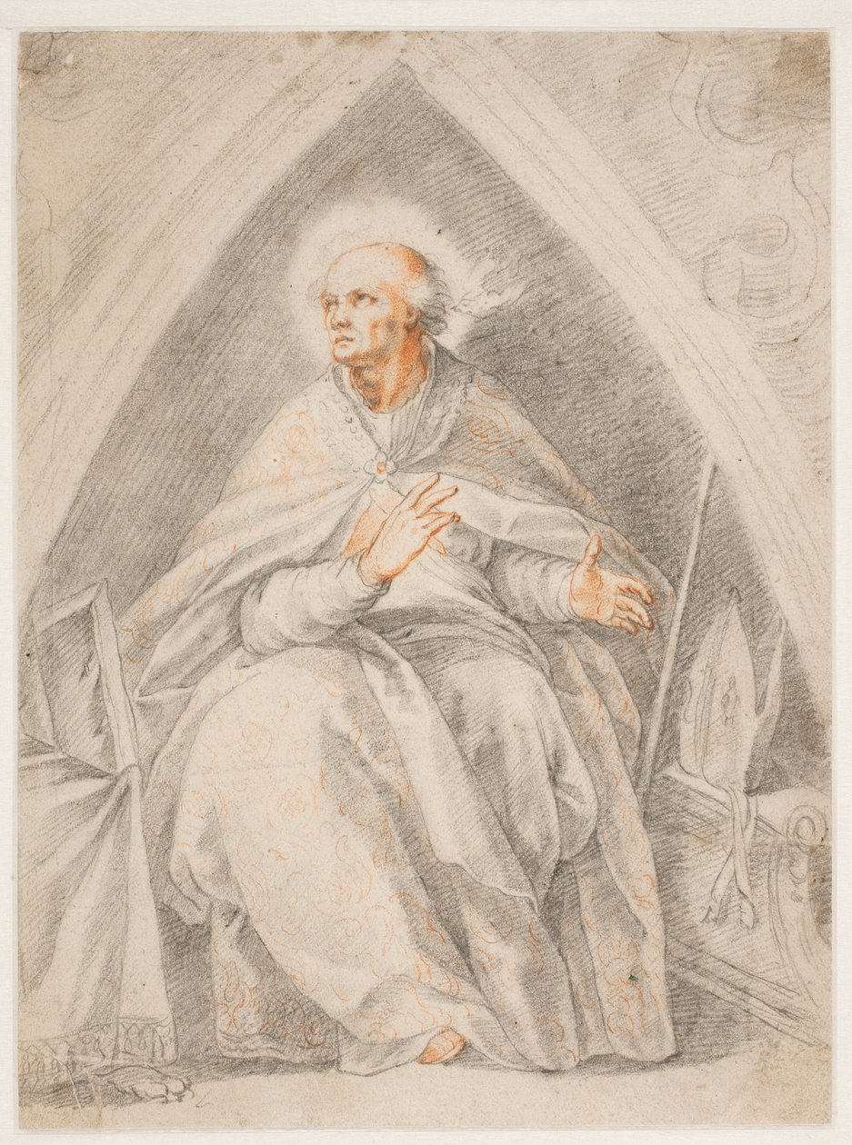 Św. Grzegorz w pozycji siedzącej autorstwa after Cavalier d
