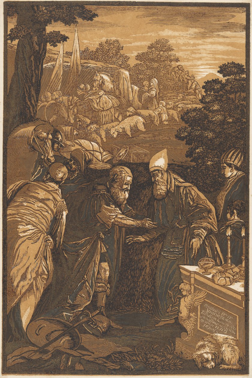 Melchizedech błogosławi Abrahamowi autorstwa after Francesco Bassano II John Baptist Jackson