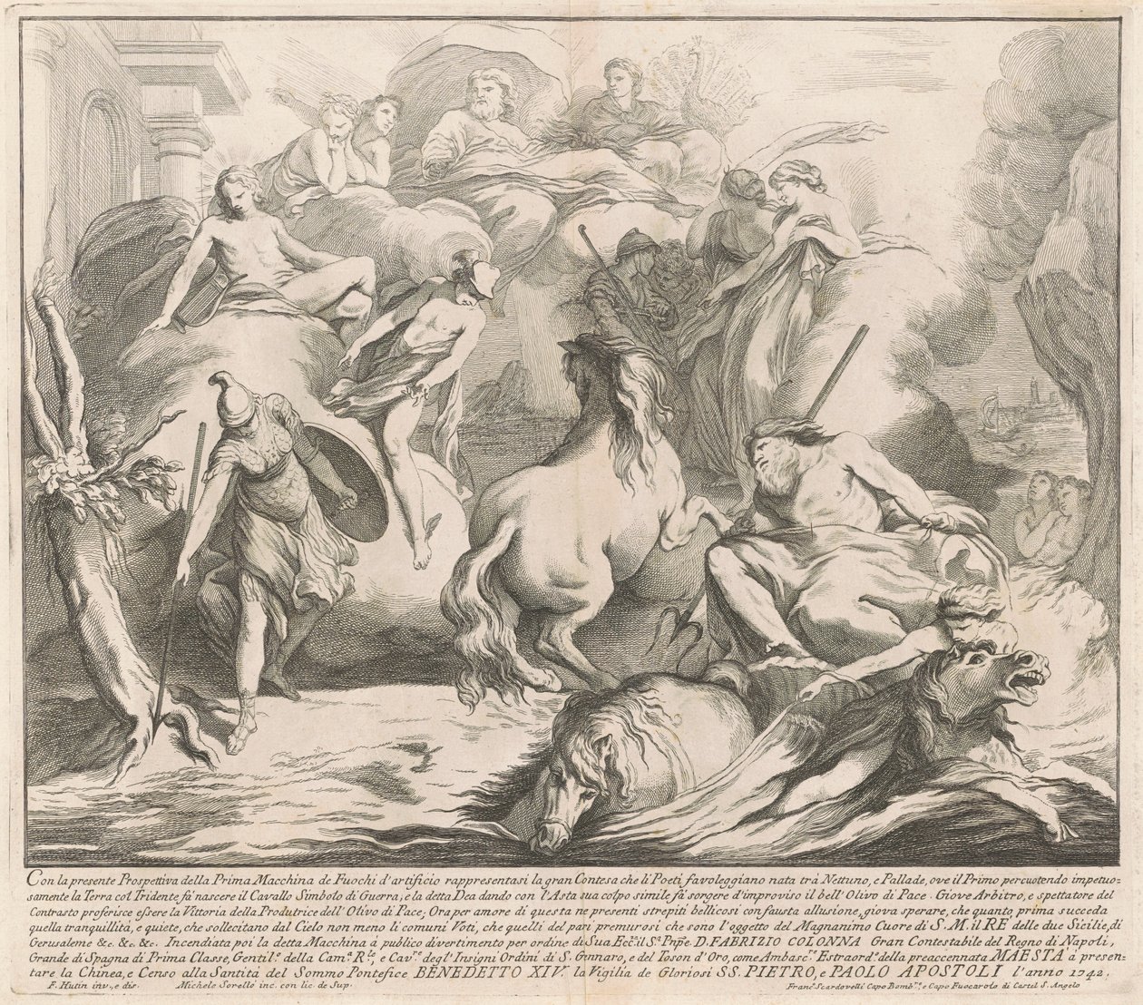 Prima Macchina dla Chin z 1742 r.: Konkurs Neptuna i Minerwy autorstwa after François Hutin Miguel de Sorellò