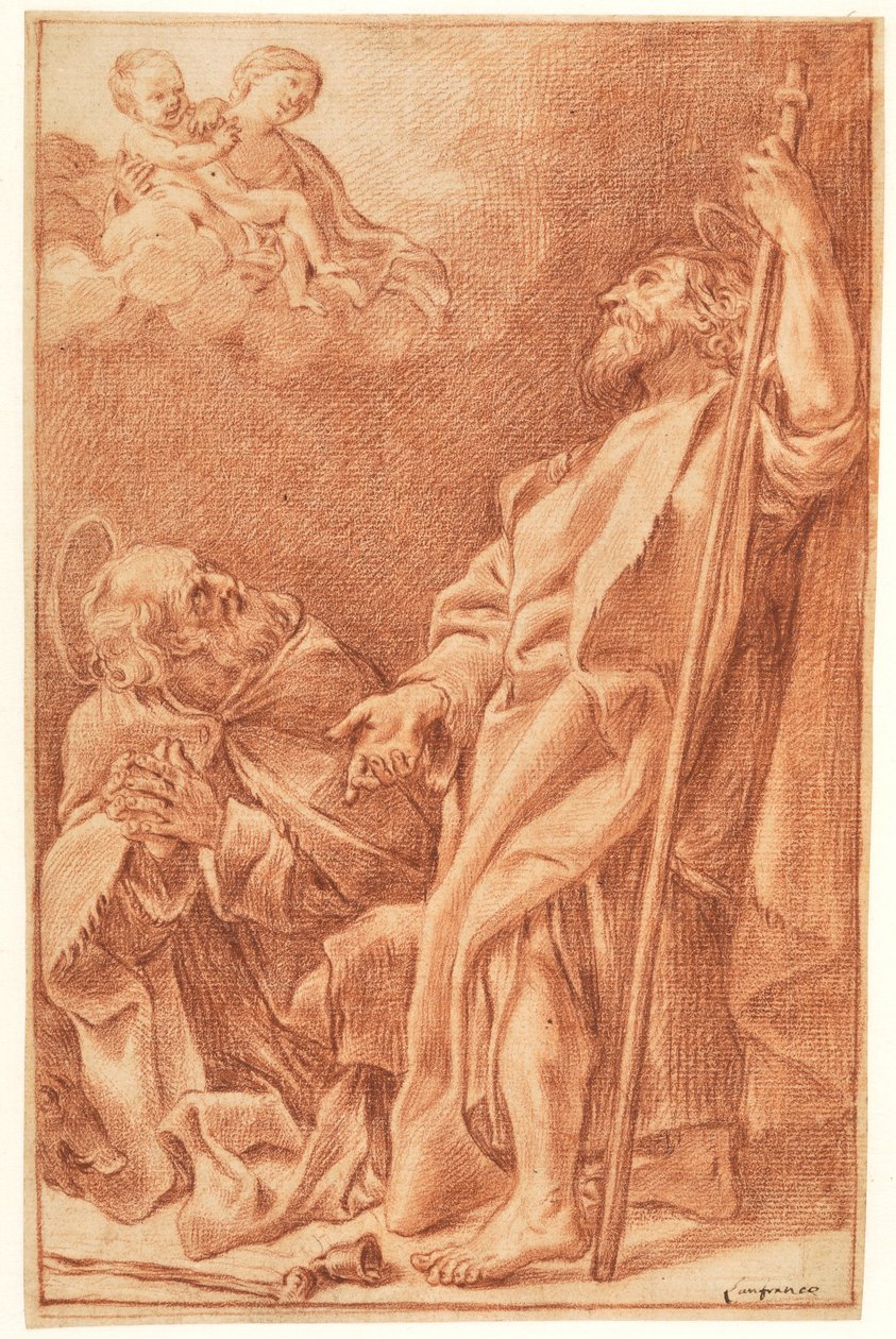 Madonna z Dzieciątkiem ze św. Antonim Opatem i Jakubem Większym autorstwa after Giovanni Lanfranco