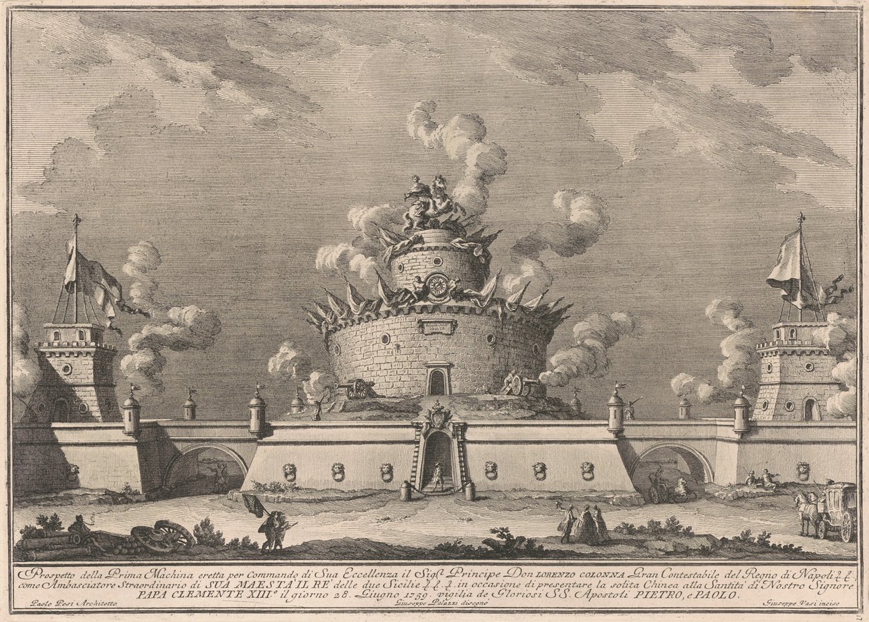 Prima Macchina dla Chin z 1759 r.: Twierdza autorstwa after Giuseppe Palazzi Giuseppe Vasi after Paolo Posi