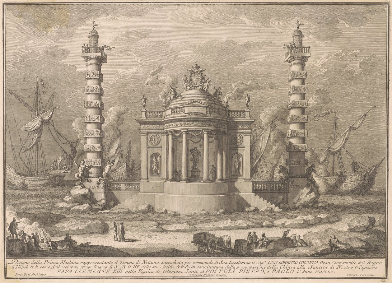 Prima Macchina dla Chin z 1760 r.: Świątynia Neptuna autorstwa after Giuseppe Palazzi Giuseppe Vasi after Paolo Posi