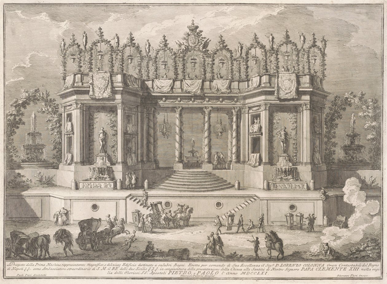 Prima Macchina dla Chin z 1761 r.: Zdrowe łaźnie autorstwa after Giuseppe Palazzi Giuseppe Vasi after Paolo Posi