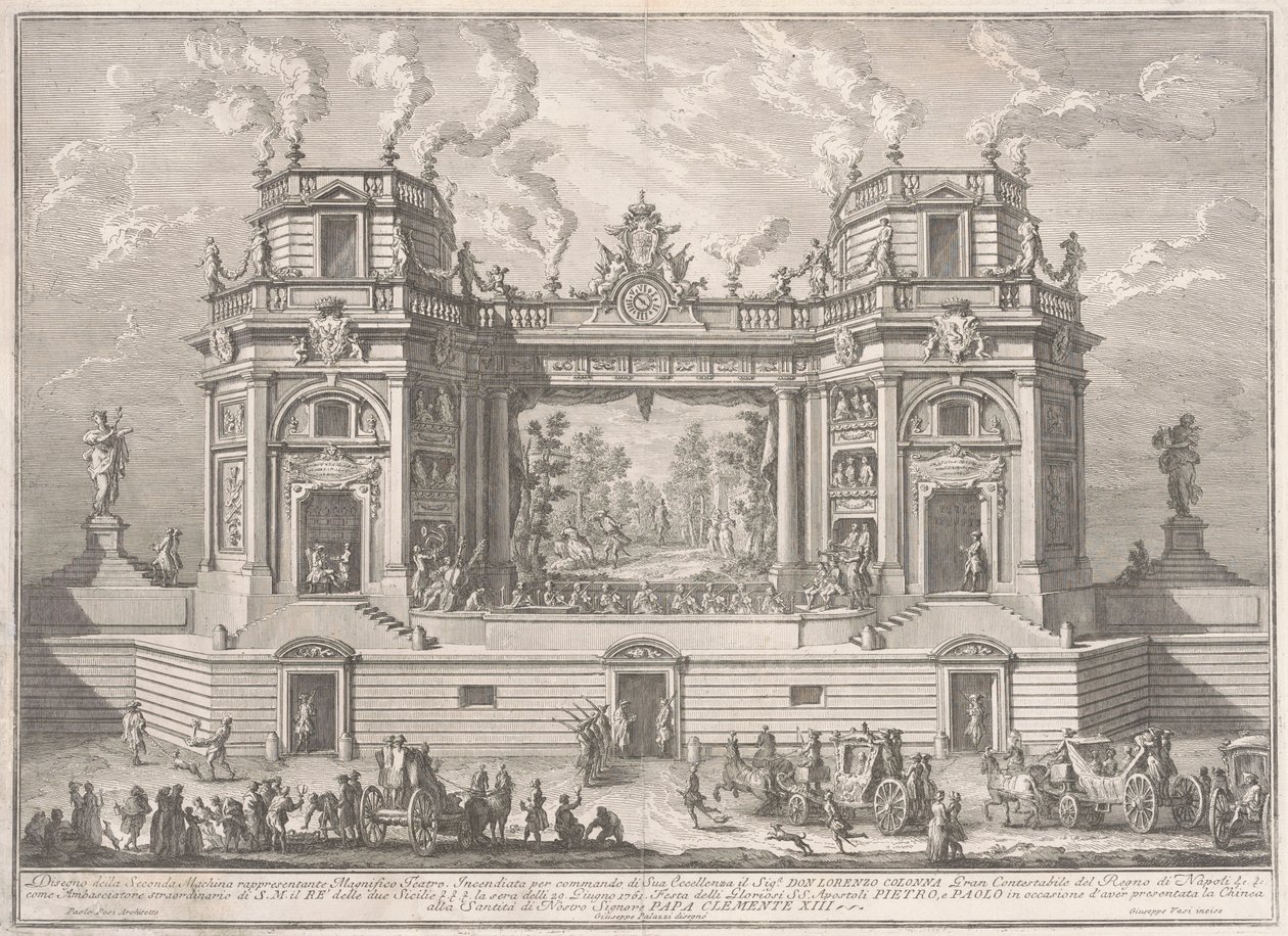 Seconda Macchina dla Chin z 1761 r.: Wspaniały teatr autorstwa after Giuseppe Palazzi Giuseppe Vasi after Paolo Posi