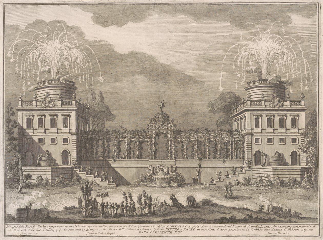 Seconda Macchina dla Chin z 1763 r.: Zbiór winogron autorstwa after Giuseppe Palazzi Giuseppe Vasi after Paolo Posi