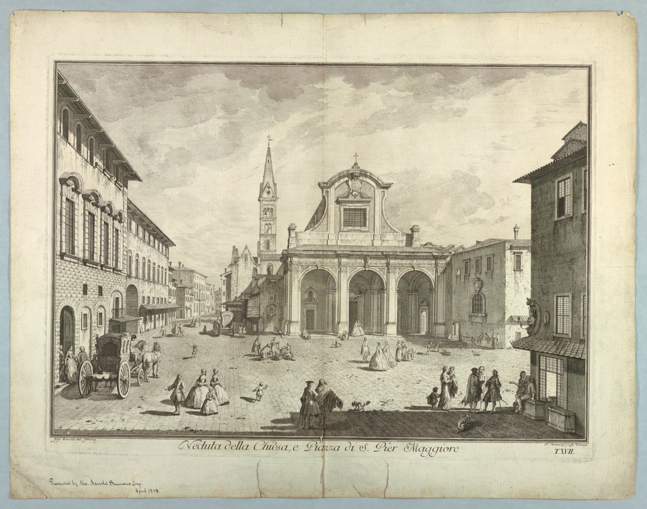 Widok Florencji, tablica z "Wybór XXIV Widoki na główne dzielnice, place, kościoły i pałace miasta Florencji" autorstwa after Giuseppe Zocchi