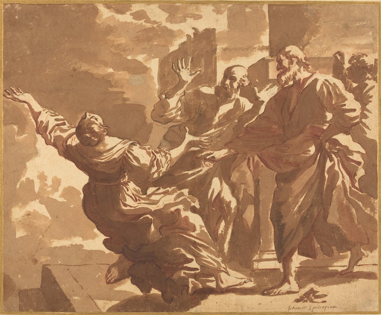 Śmierć Safiry autorstwa after Guercino Follower of Jan de Bisschop