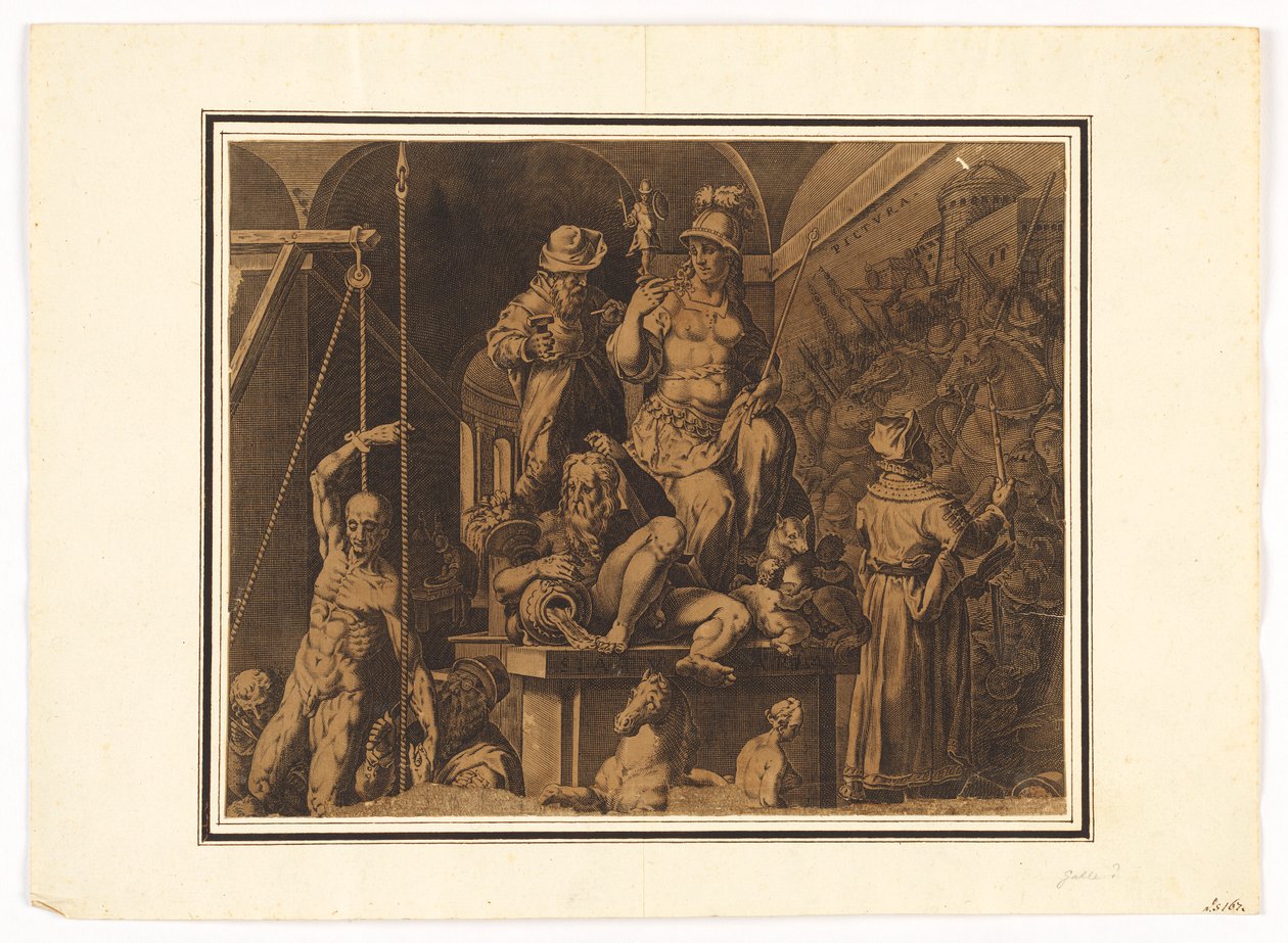 Praktykujący Sztuk Wizualnych (górna połowa rozdartego arkusza) autorstwa after Jan van der Straet, called Stradanus