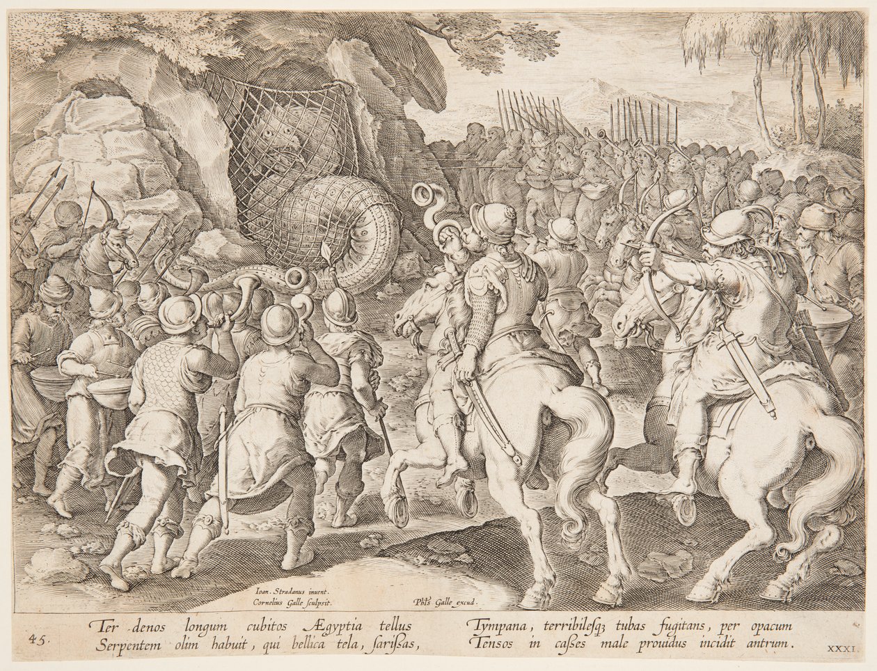 Uwięzienie węża autorstwa after Jan van der Straet, called Stradanus