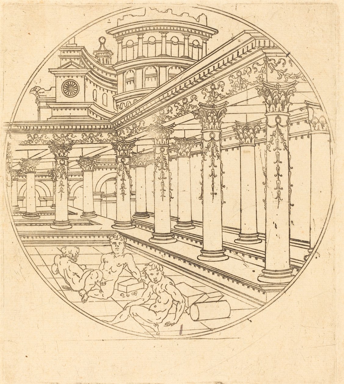 Trzy postacie w galerii autorstwa after Jean de Gourmont I