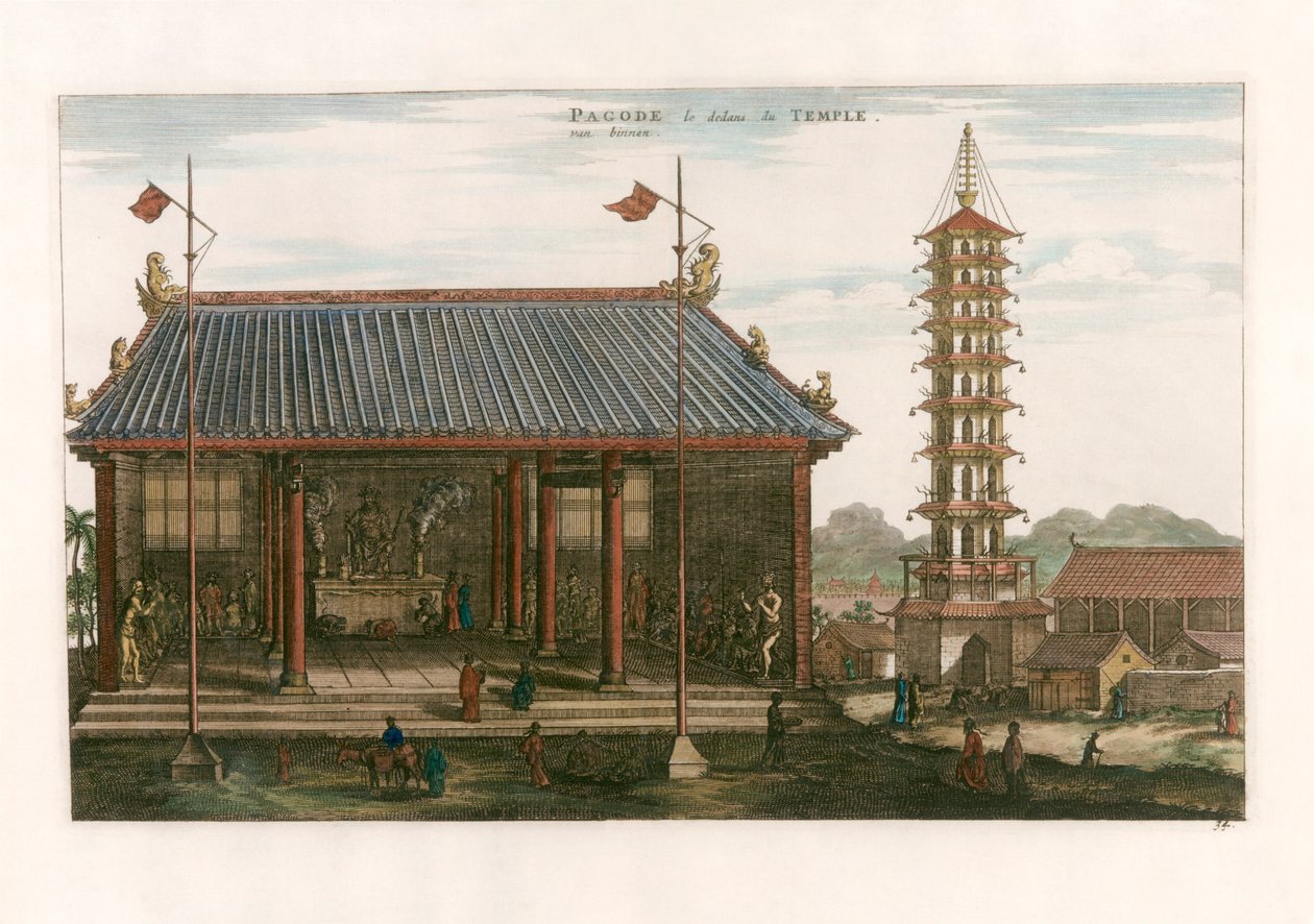 Wnętrze pagody autorstwa after Johannes Nieuhof