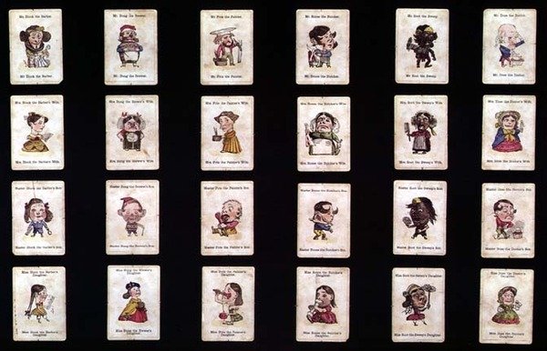 Happy Families, gra karciana na podstawie projektów Johna Tenniela, ok. 1860 (ręcznie kolorowana lito) autorstwa after John Tenniel