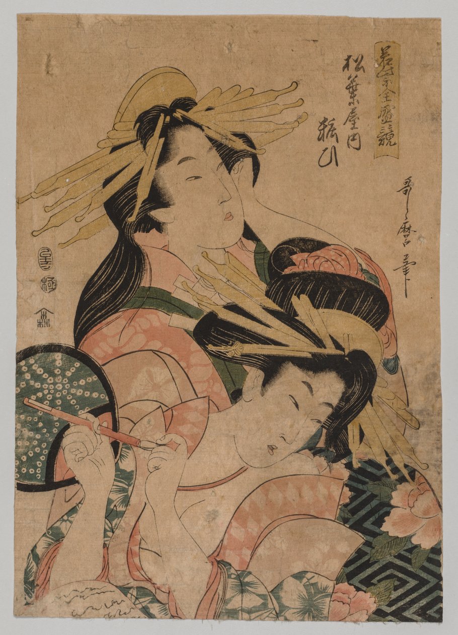 Portret w połowie długości dwóch kurtyzan autorstwa after Kitagawa Utamaro