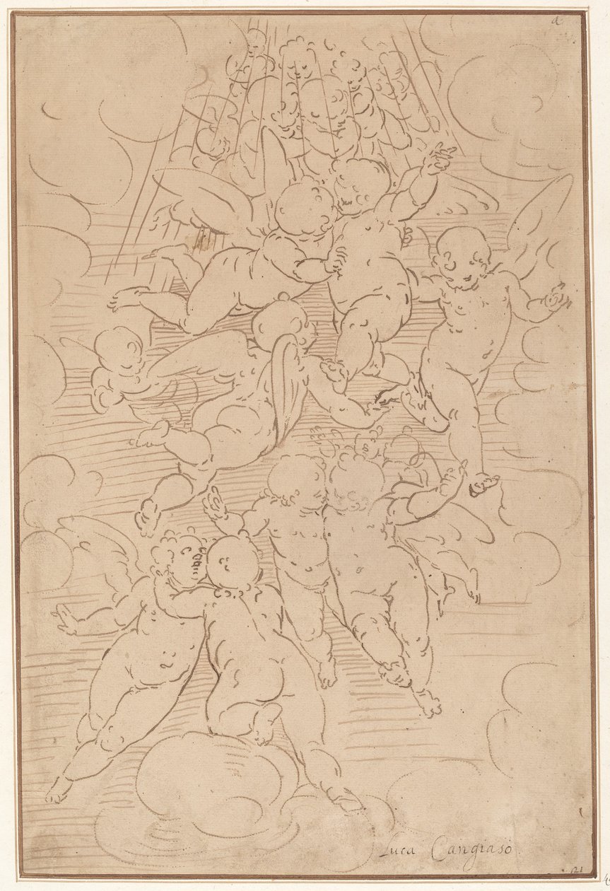 Grupa aniołów w chwale autorstwa after Luca Cambiaso Italian 17th Century