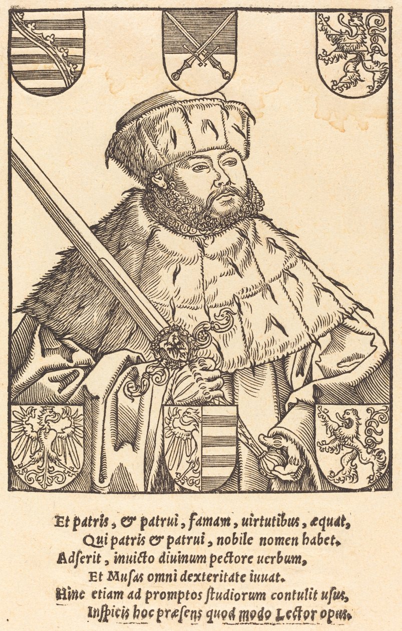Jan Fryderyk Wielkoduszny, w szatach elektora [po prawej] autorstwa after Lucas Cranach the Younger