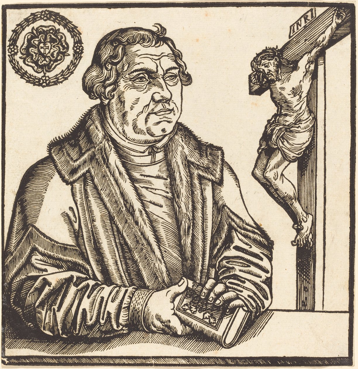 Marcin Luter, Połowa długości na lewo z książką w rękach autorstwa after Lucas Cranach the Younger