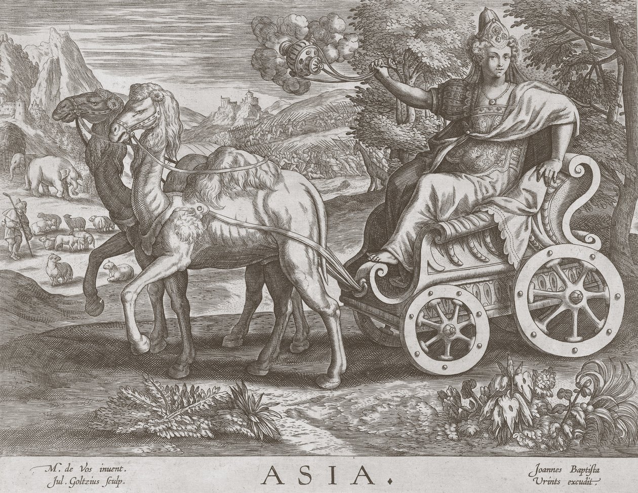 Asia z Czterech Kontynentów, wyd. C 1588-89 autorstwa after Maarten de Vos