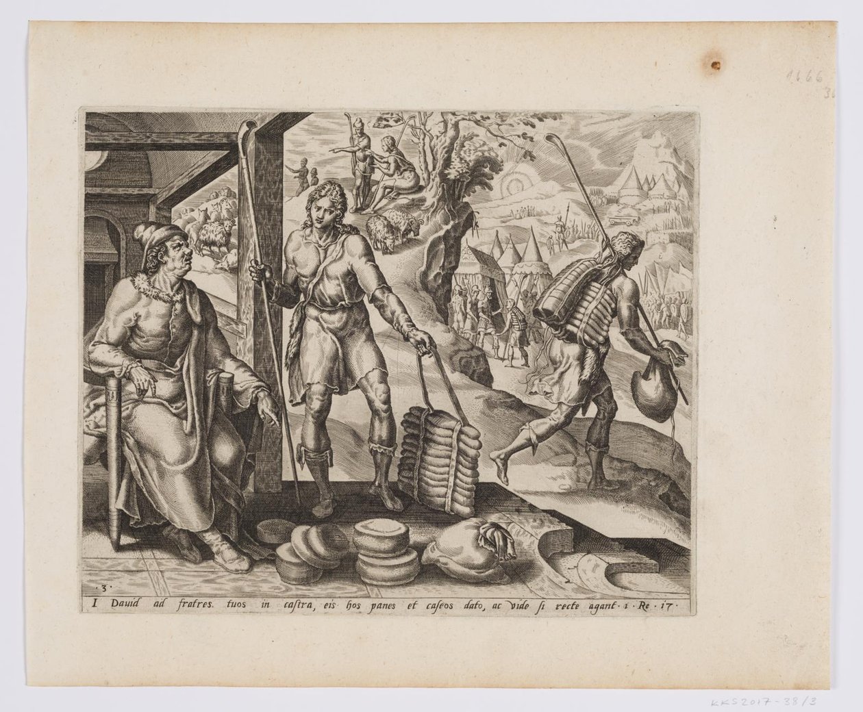 Jesse wysyła Davida z prezentami do swoich braci autorstwa after Maarten van Heemskerck