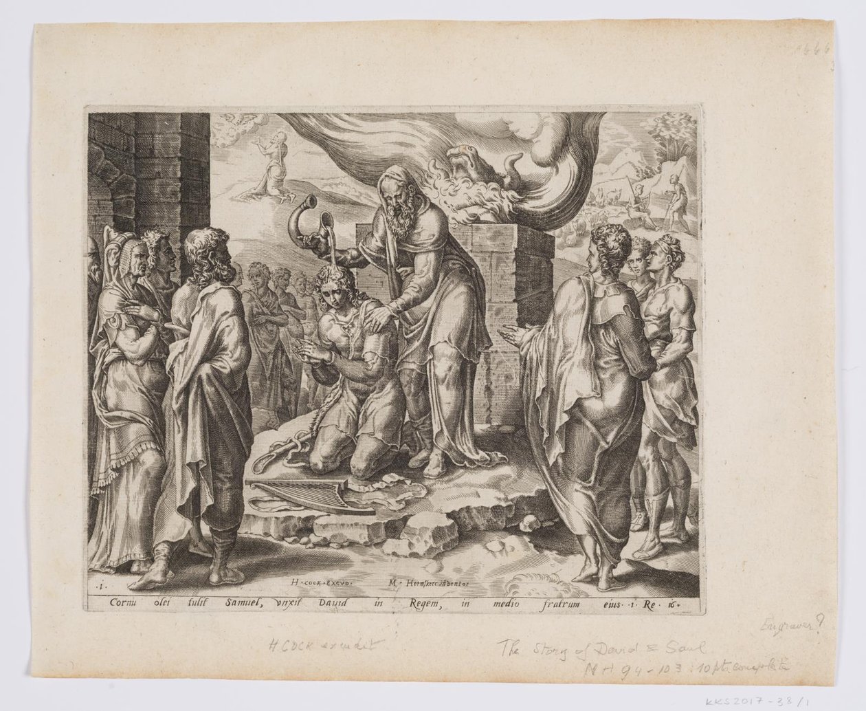 Samuel namaszczenie Dawida autorstwa after Maarten van Heemskerck