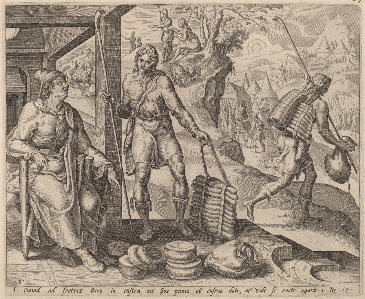 Jesse wysyła Davida do obozu autorstwa after Maerten van Heemskerck
