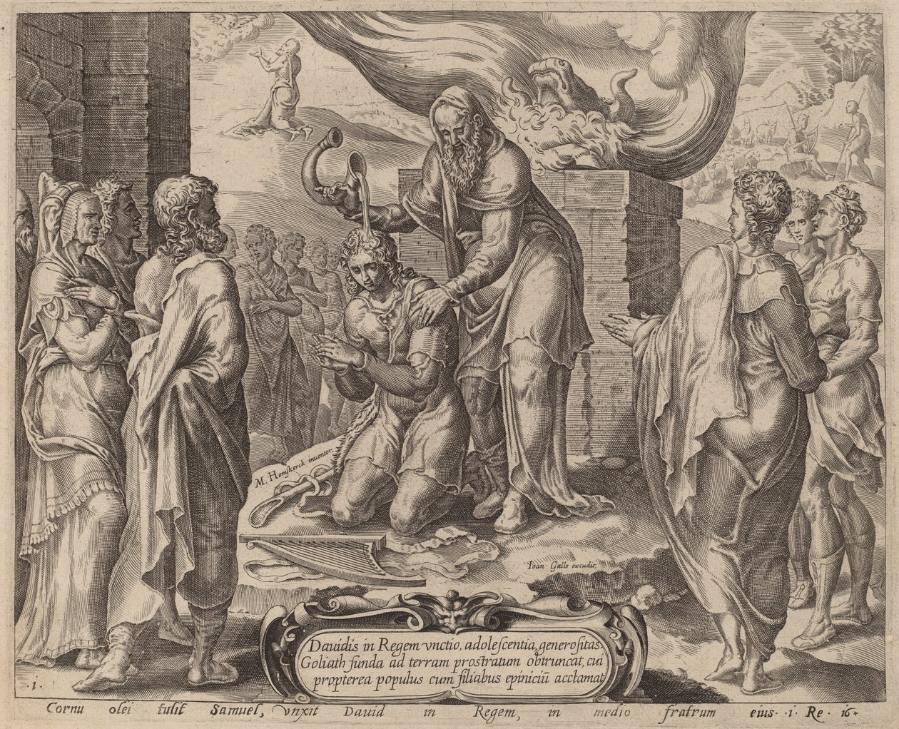 Samuel namaszczenie Dawida autorstwa after Maerten van Heemskerck