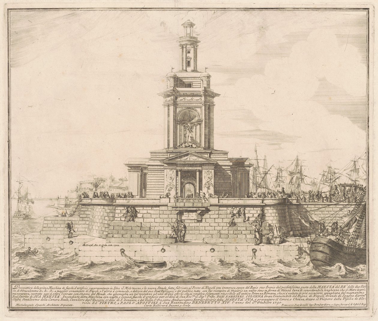 Prima Macchina dla Chin z 1750 r.: Nowe molo w Neapolu autorstwa after Michelangelo Specchi Jérôme Charles Bellicard