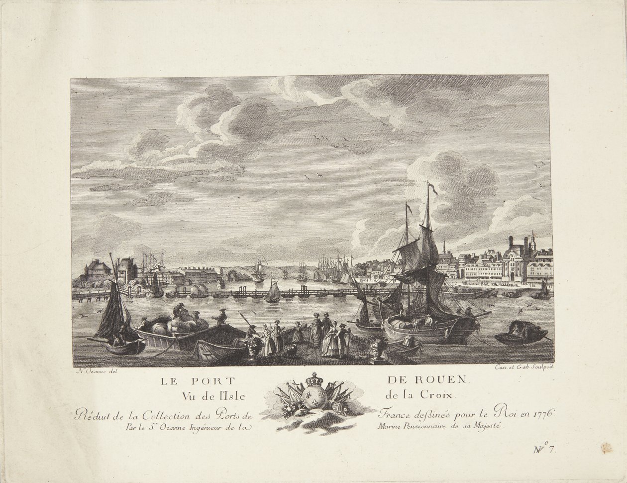 Port w Rouen (Le port de Rouen) autorstwa after Nicolas Marie Ozanne
