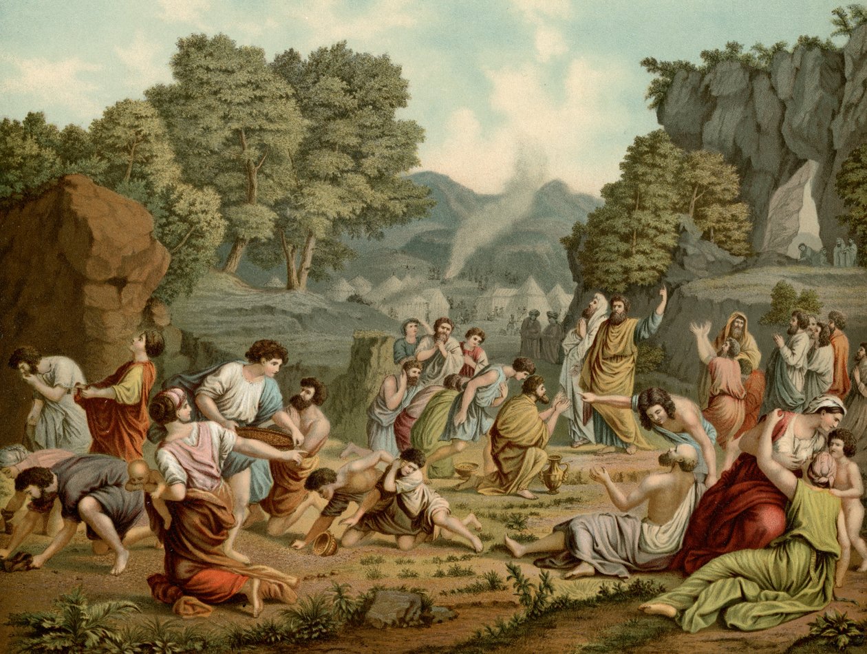 Zbieranie manny na pustyni autorstwa after Nicolas Poussin