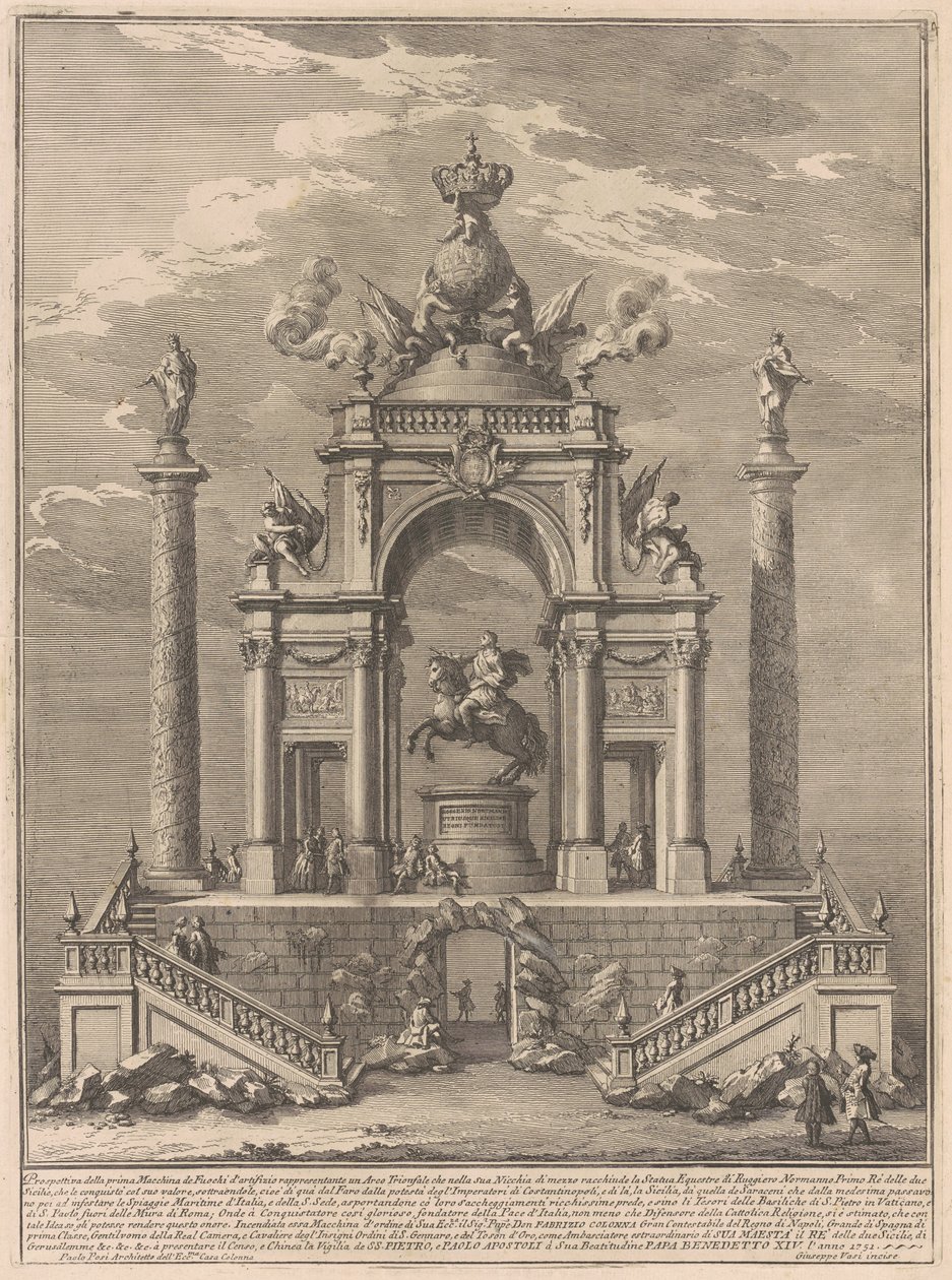 Prima Macchina dla Chin z 1751 r.: Łuk triumfalny dla Rogera I z Sycylii autorstwa after Paolo Posi Giuseppe Vasi