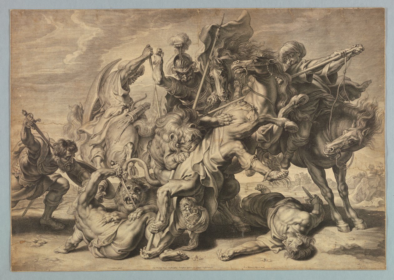Wielkie polowanie na lwa autorstwa after Peter Paul Rubens