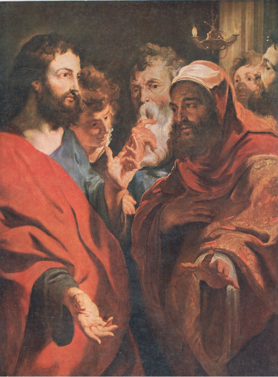 Jezus udziela instrukcji Nikodemowi, Bibbys Annual, 1916-17 autorstwa after Peter Paul Rubens