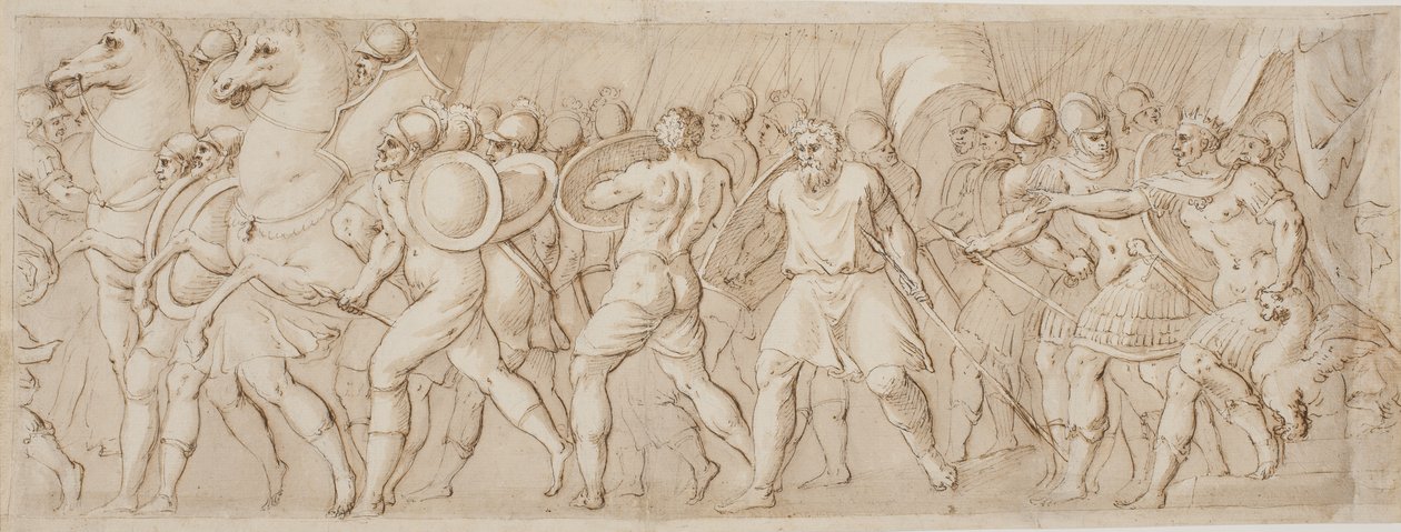 Gwałt Sabinek, prawa połowa autorstwa after Polidoro da Caravaggio