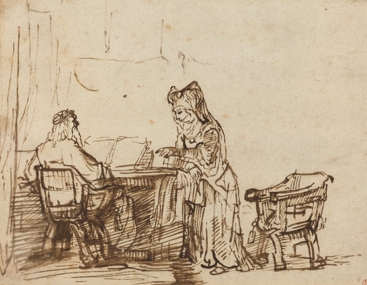 Hannah odrzuca wyrzuty proroka Elia autorstwa after Rembrandt van Rijn
