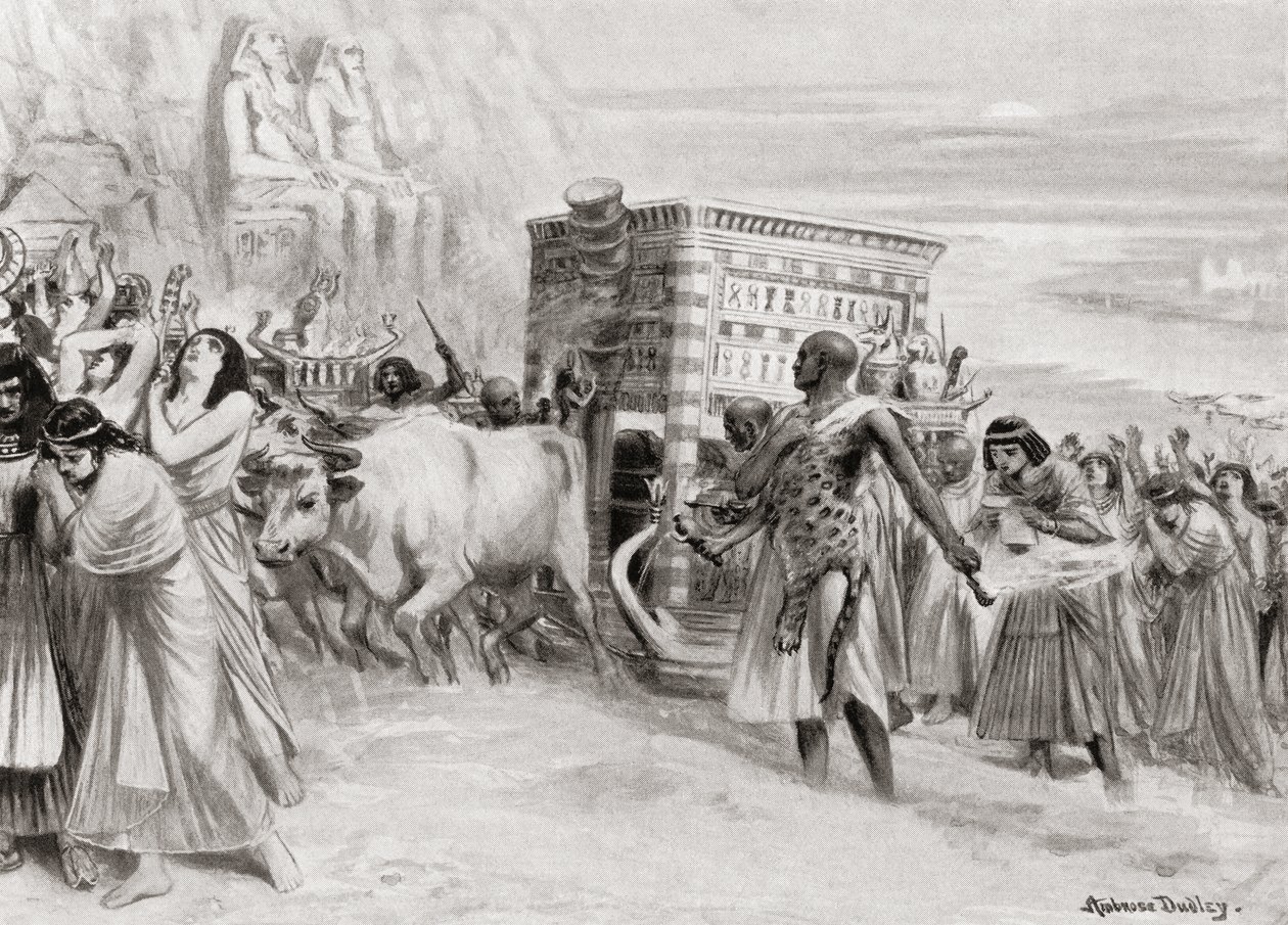 Procesja pogrzebowa za panowania dynastii XIA, starożytny Egipt, z Historii Narodów Hutchinsona, wyd. 1915 autorstwa after Robert Dudley