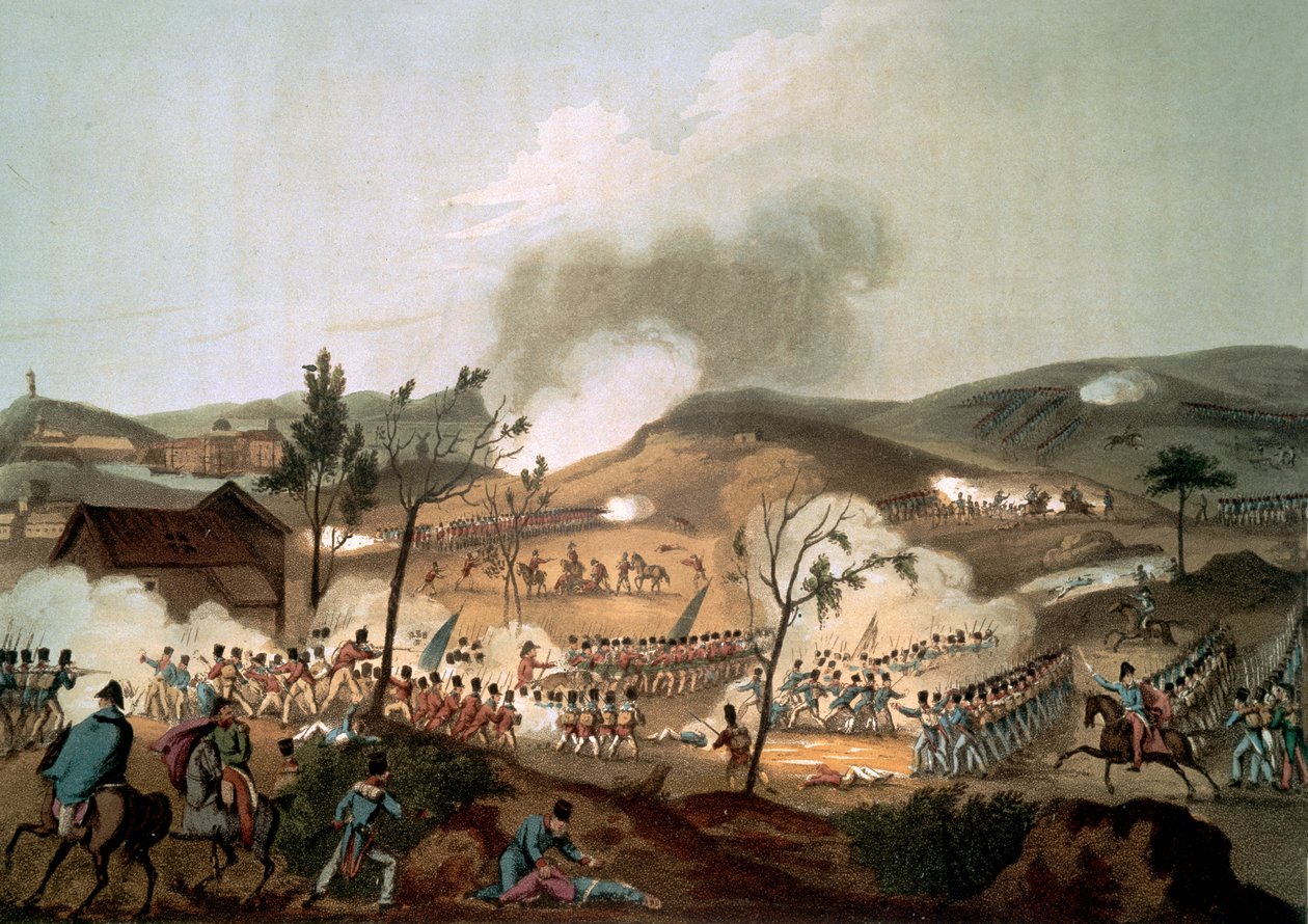 Bitwa pod Coruną, 17 stycznia 1809 (kolorowa akwatinta) autorstwa after William Heath