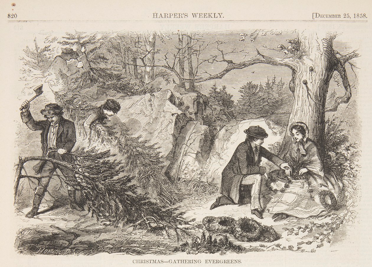 Boże Narodzenie – Zbieranie Evergreens autorstwa after Winslow Homer