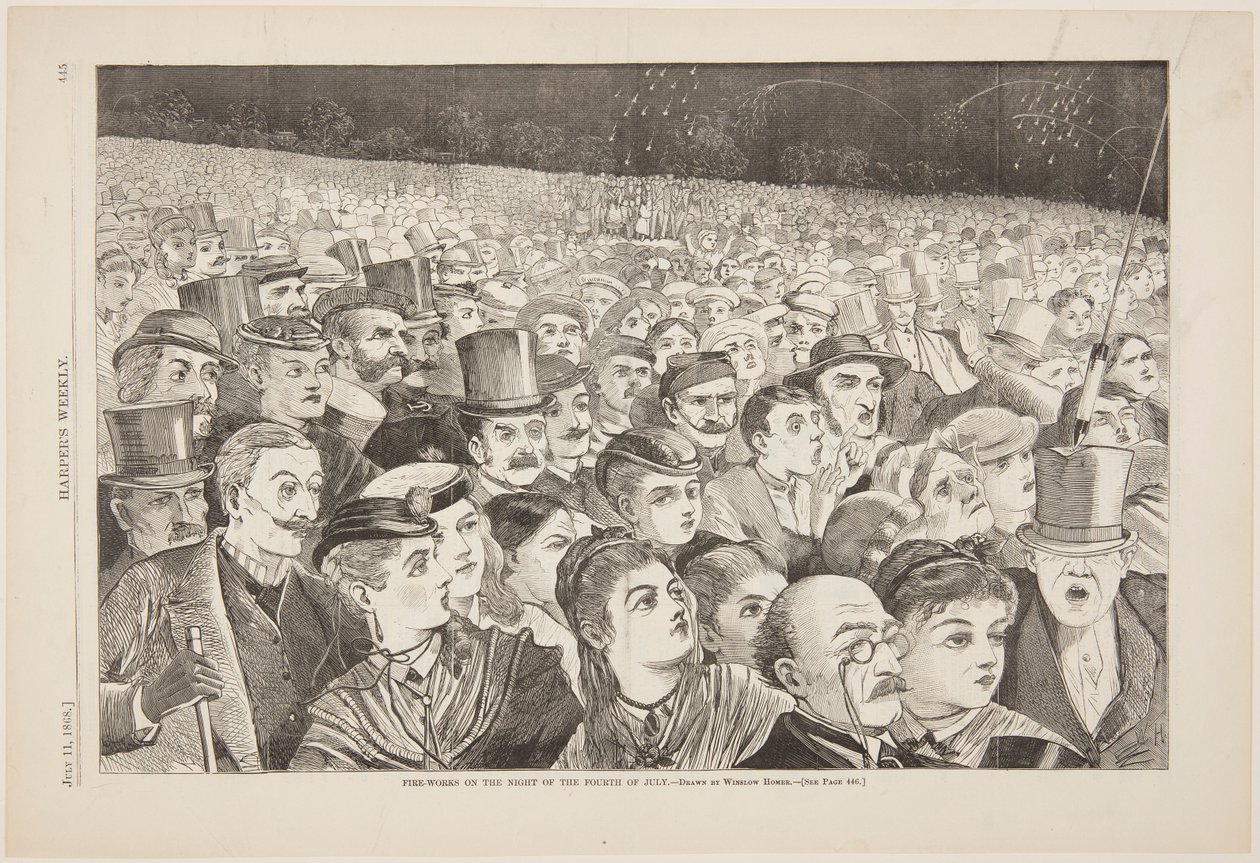 Fajerwerki w nocy 4 lipca autorstwa after Winslow Homer