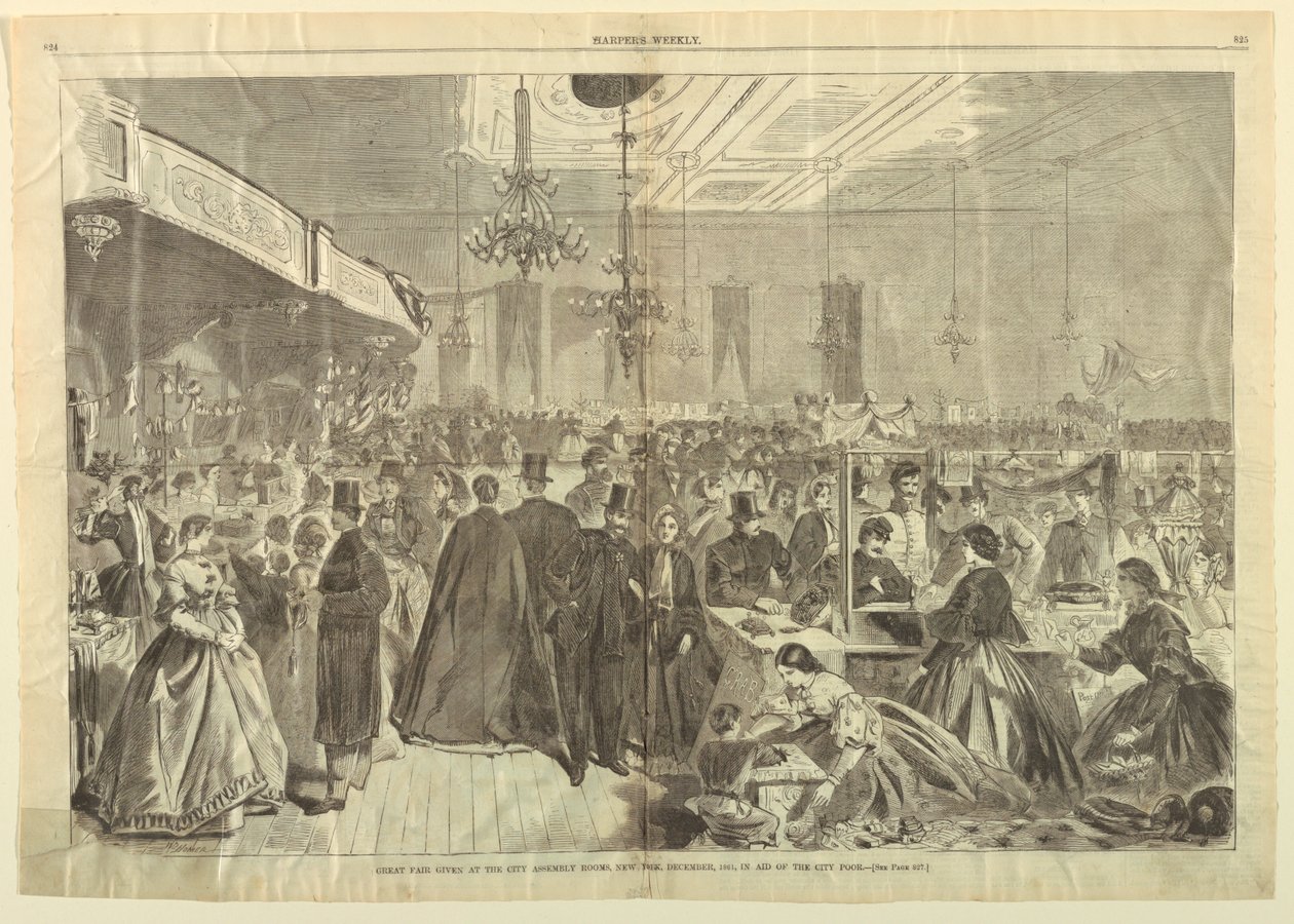 Wielki Jarmark Wydawany w City Assembly Rooms, Nowy Jork, grudzień 1861, w Aid of City Poor, z Harper