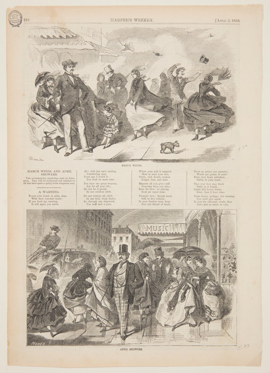 Marcowe wiatry i kwietniowe deszcze autorstwa after Winslow Homer