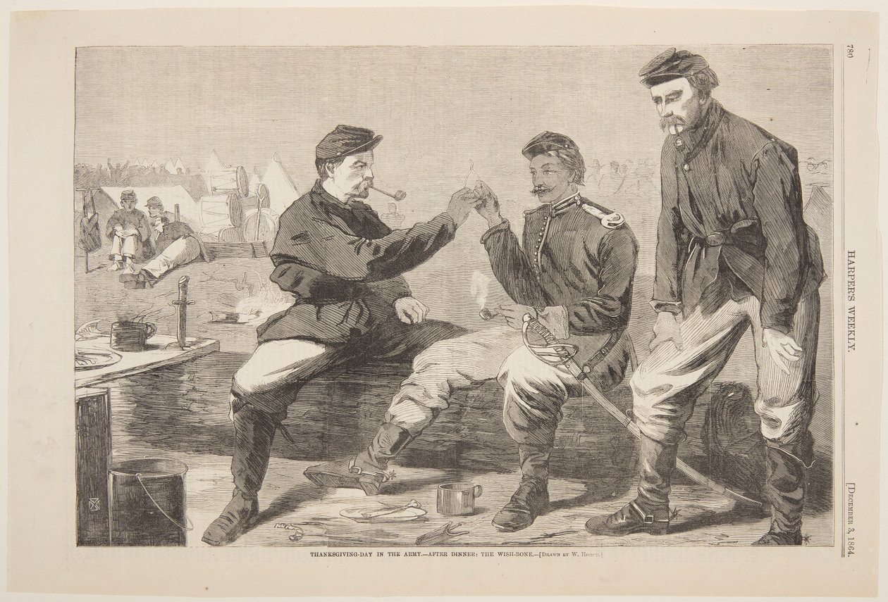 Święto Dziękczynienia w wojsku – po obiedzie: kość życzeń autorstwa after Winslow Homer