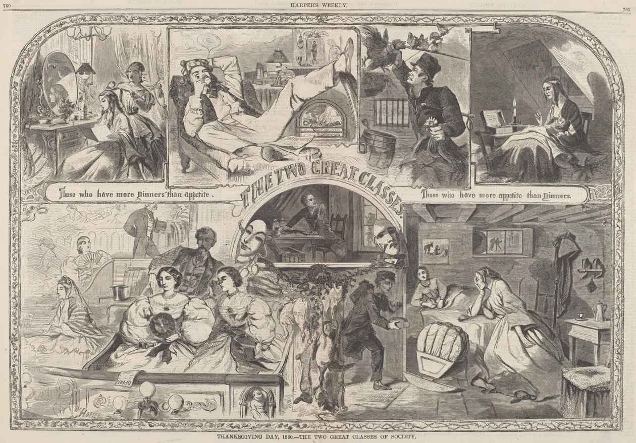 Święto Dziękczynienia, 1860 – Dwie wielkie klasy społeczeństwa autorstwa after Winslow Homer
