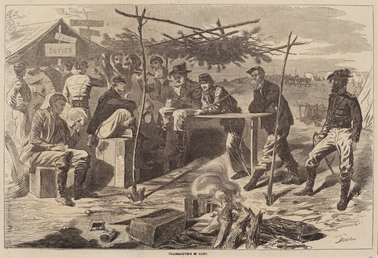 Święto Dziękczynienia w obozie autorstwa after Winslow Homer