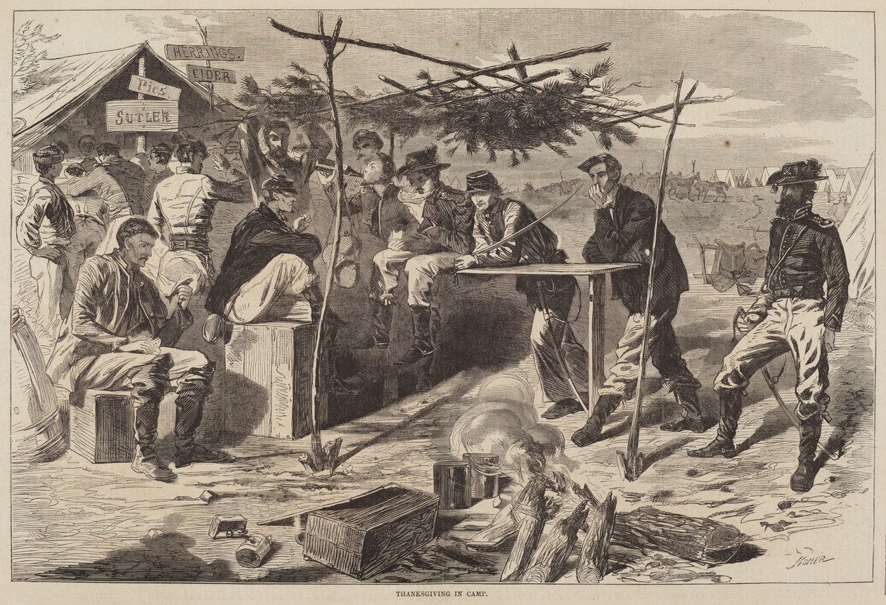 Święto Dziękczynienia w obozie autorstwa after Winslow Homer