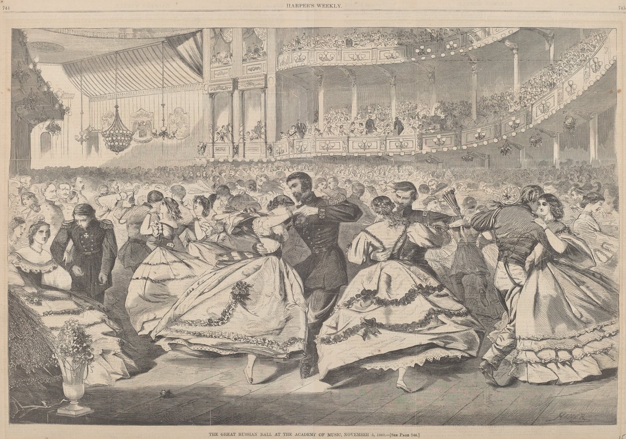 Wielki Bal Rosyjski w Akademii Muzycznej, 5 listopada 1863 autorstwa after Winslow Homer