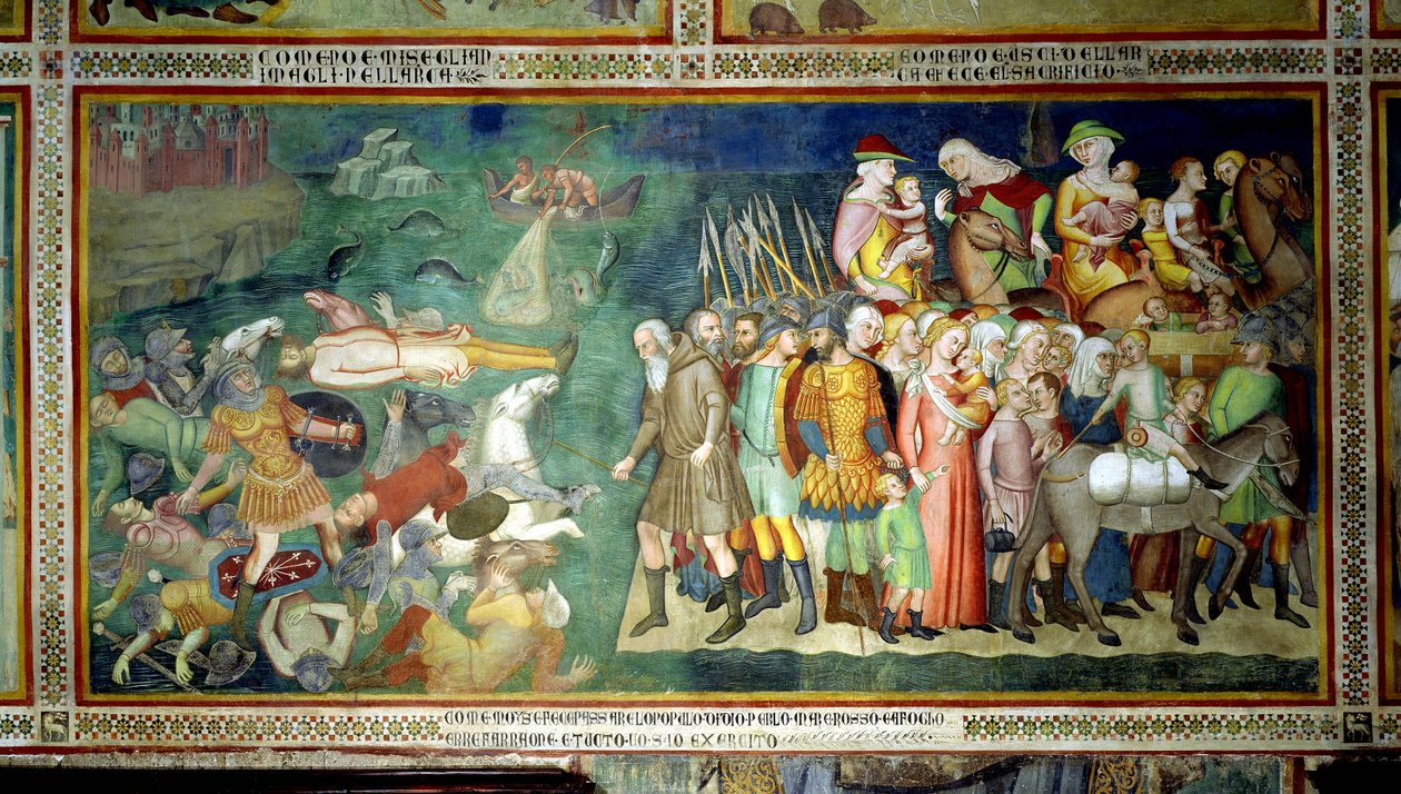 Rozstąpienie się Morza Czerwonego, 1356-67 autorstwa also Manfredi de Battilori Bartolo di Fredi