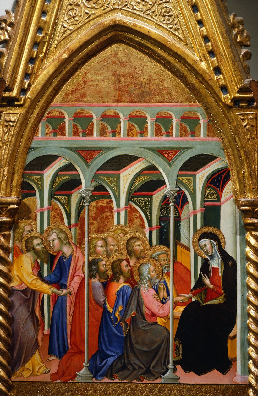 Ołtarz ze scenami Matki Boskiej: pożegnanie Maryi z apostołami – Bartolo di Fredi (1330-1410) autorstwa also Manfredi de Battilori Bartolo di Fredi