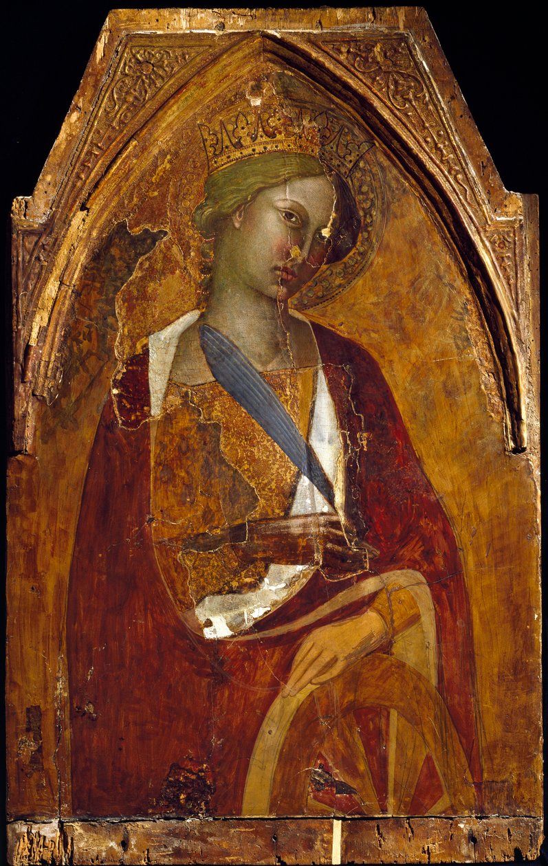 Święta Katarzyna Aleksandryjska Obraz Bartolo di Fredi (ok. 1330-1410) 1390 Wymiary 83x52,5 cm Asyż, Muzeum Skarbu Bazyliki San Francesco. Kolegium Perkinsa autorstwa also Manfredi de Battilori Bartolo di Fredi