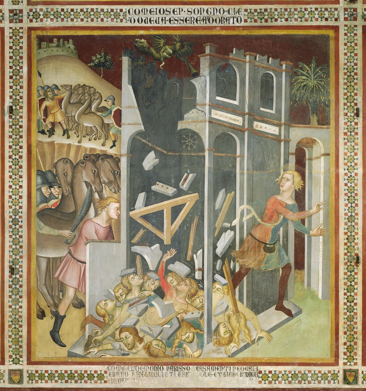 Zniszczenie Domu Hioba i kradzież jego stada przez Sabian, 1356-6 autorstwa also Manfredi de Battilori Bartolo di Fredi
