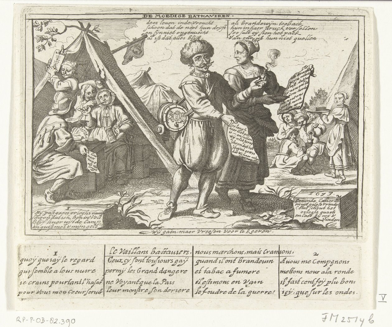 Dzielni Batawowie, 1673 Brave Bathaviers / Le Vaillans battaviers (tytuł na obiekcie) Sześć francuskich karykatur Holendrów z 1673 r. (tytuł serii) autorstwa anonymous (possibly)